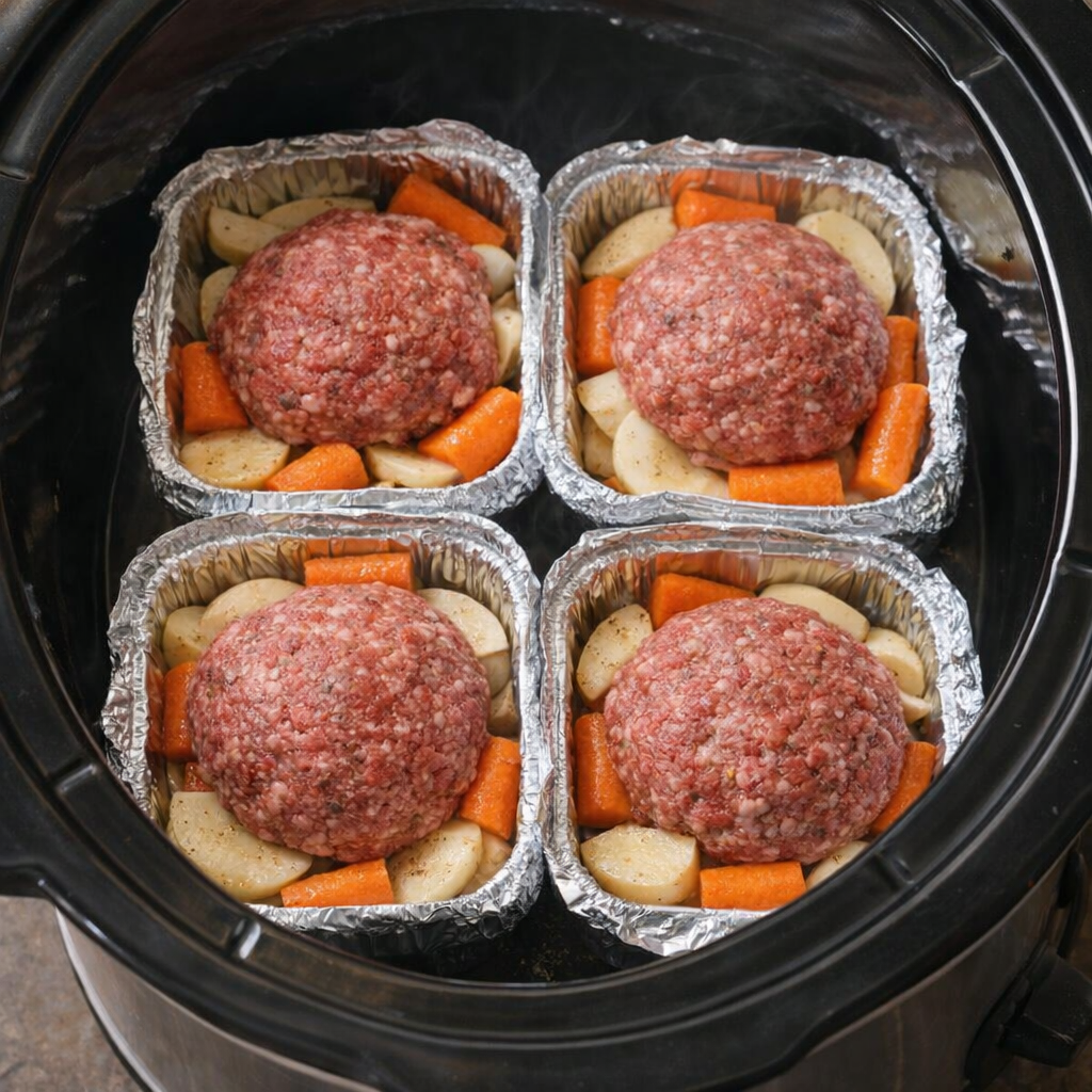 Foil dinners tucked inside a slow cooker