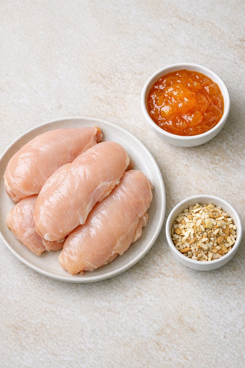 Chicken breasts, apricot preserves, and onion soup mix