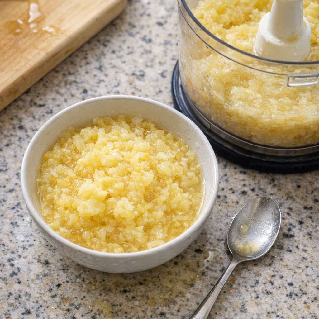 Finely chopped pineapple for a smoother pie texture