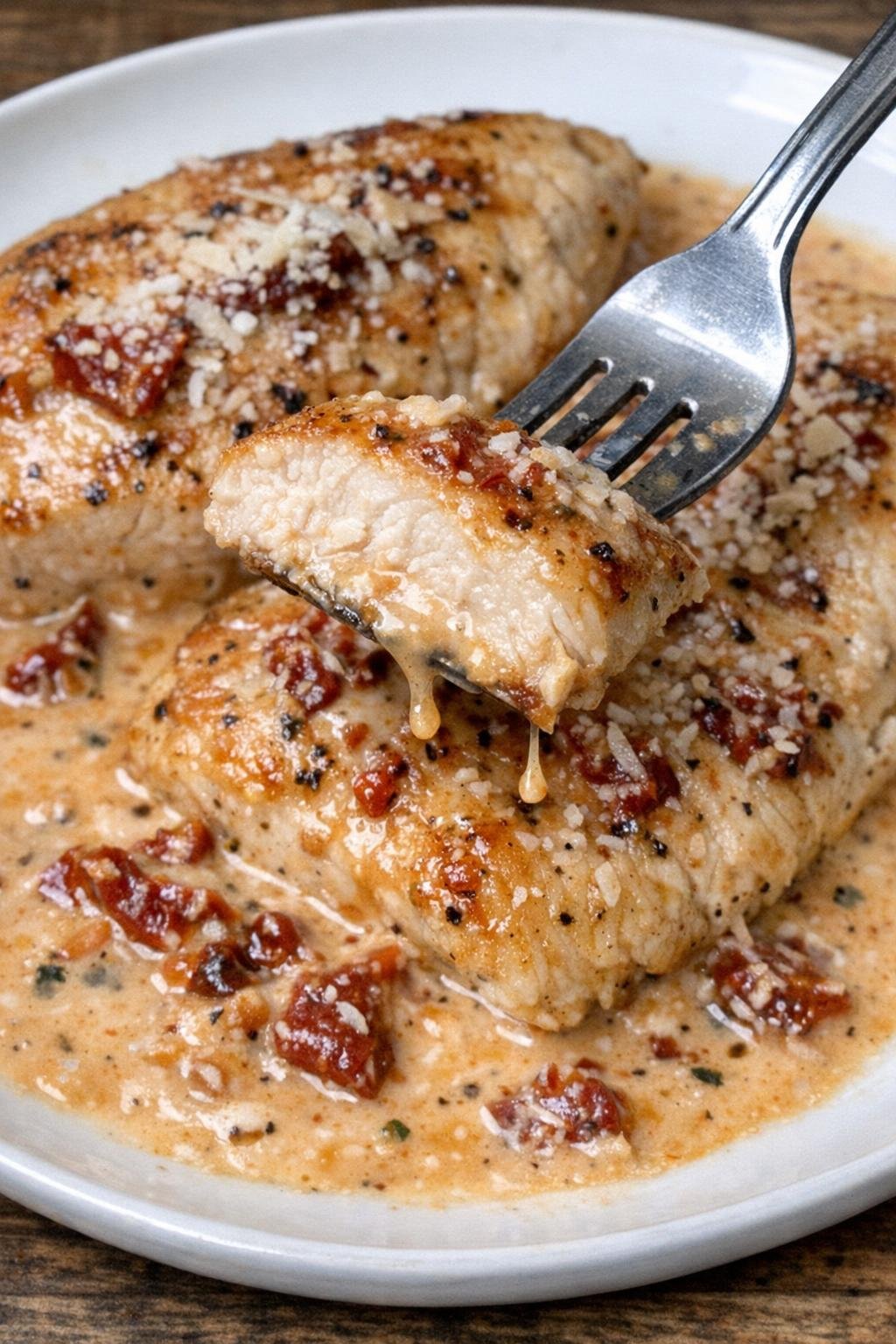 Tender seared chicken in creamy sun-dried tomato sauce