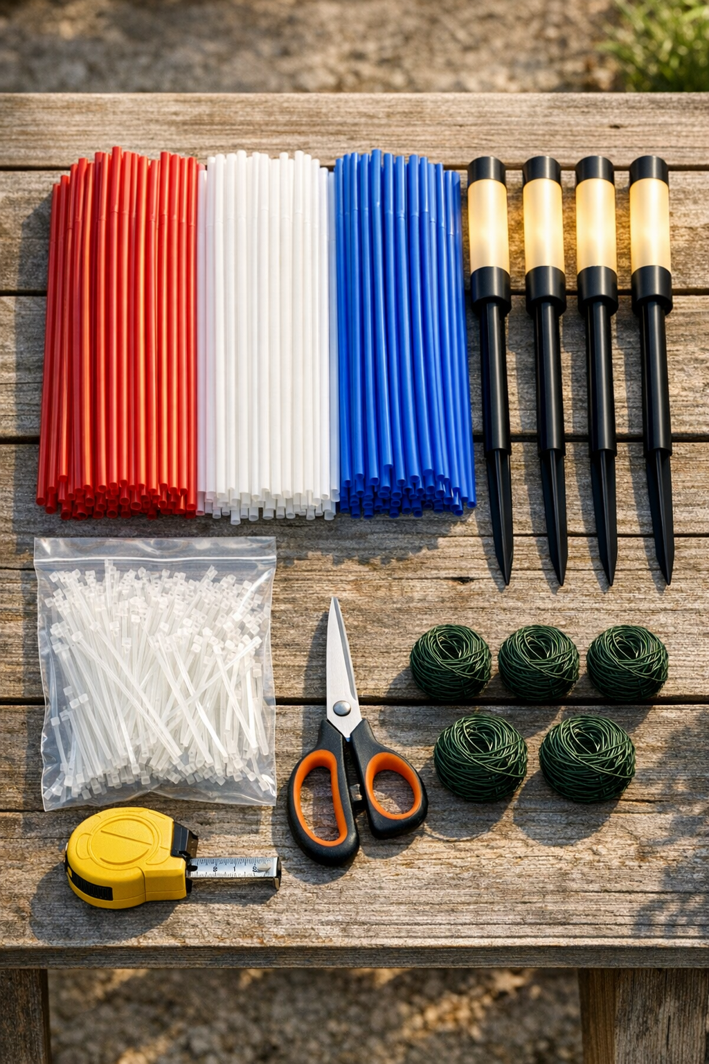 Materials for making giant glowing straw firework lights