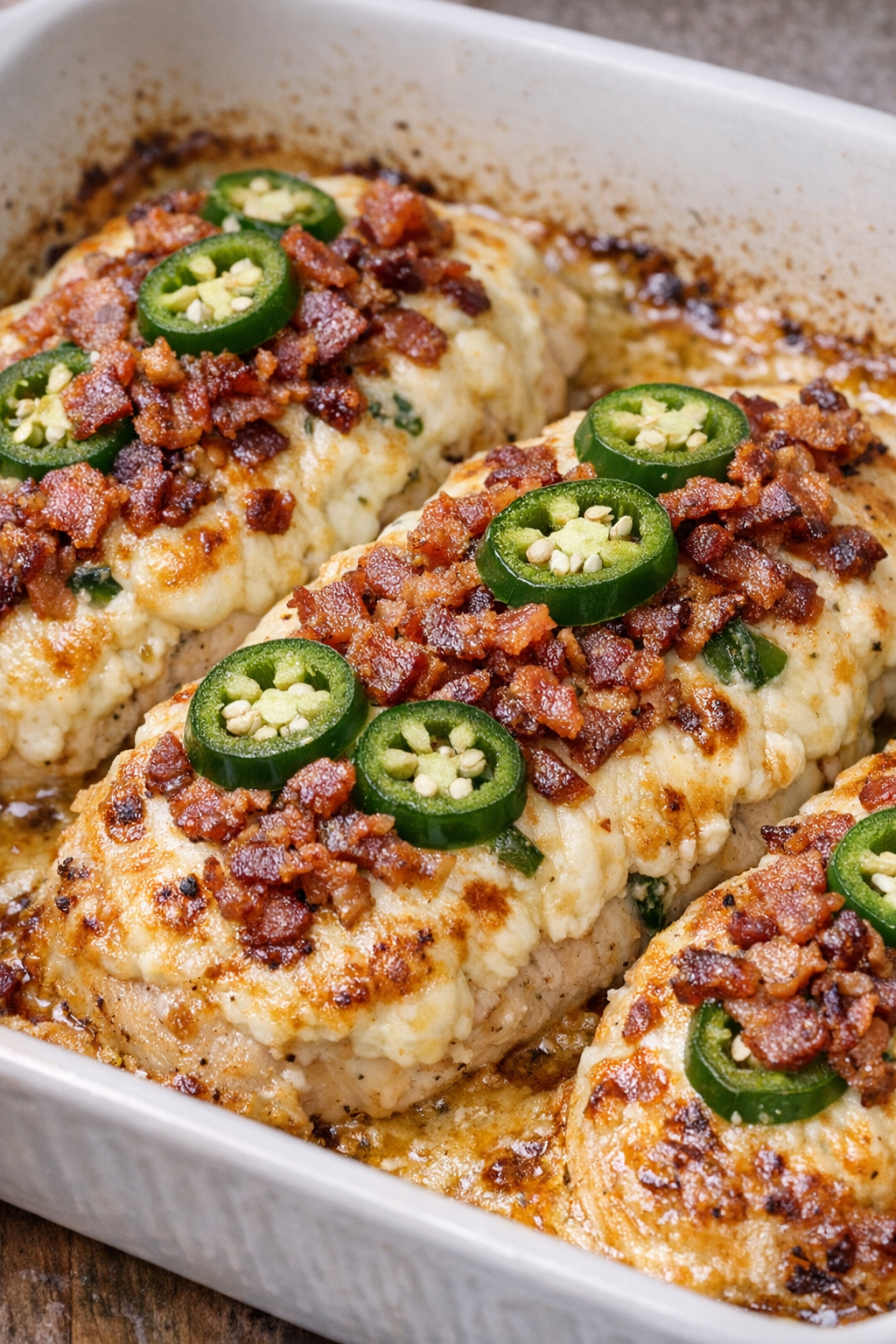 Baked jalapeno popper chicken close-up