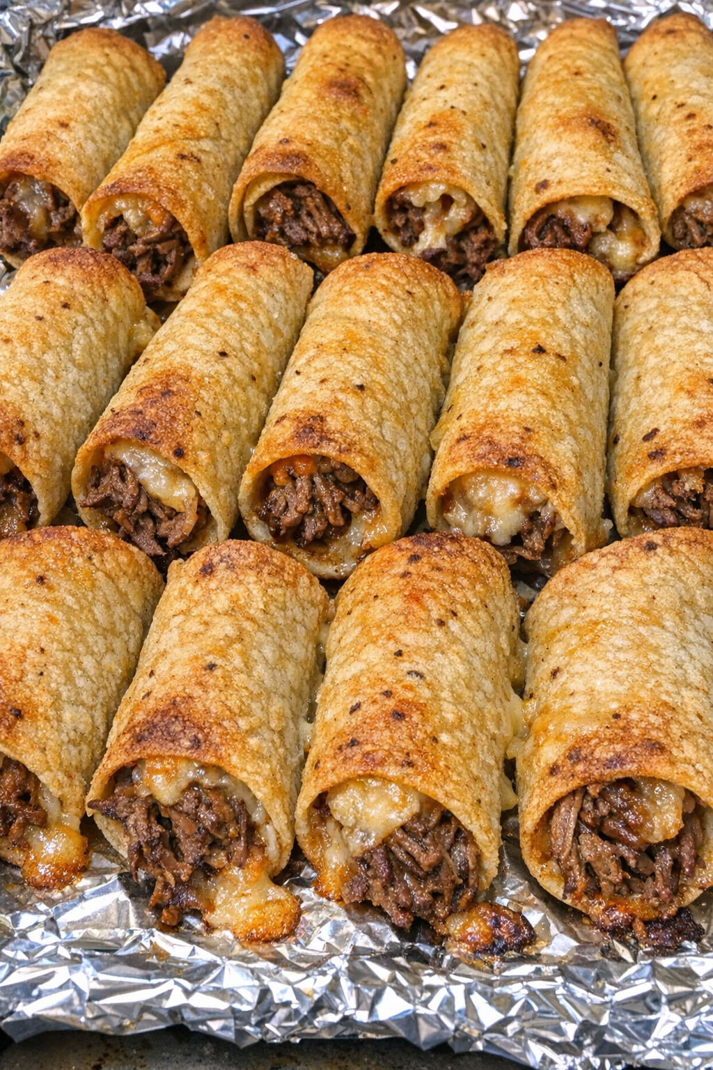 Crispy beef taquito bites baked until golden