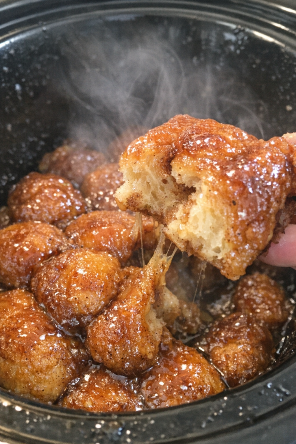 Slow cooker pull-apart brunch bake with amber glaze