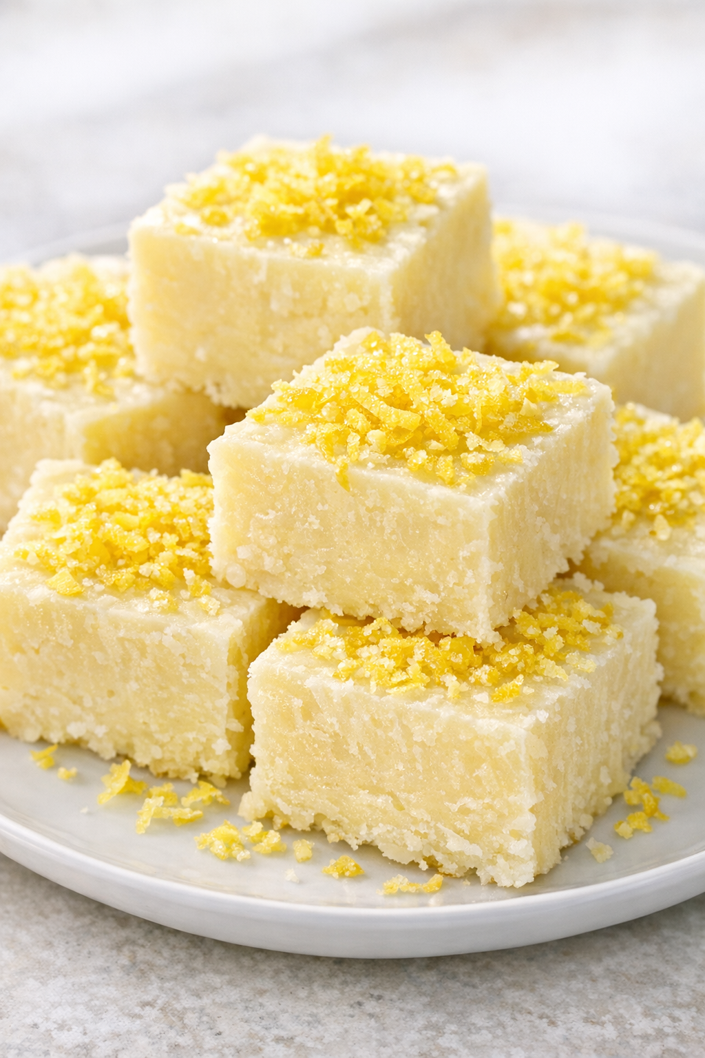 Lemon fudge topped with extra zest