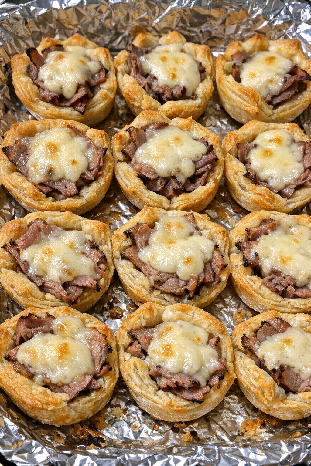 Mini beef havarti tarts fresh from the oven