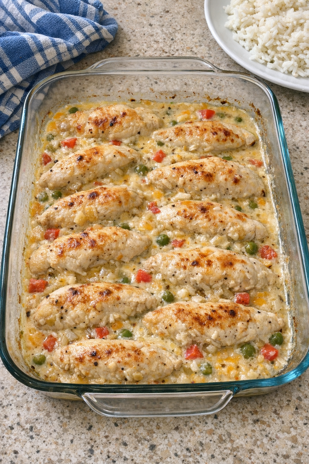 Finished baked chicken tenderloins in creamy sauce