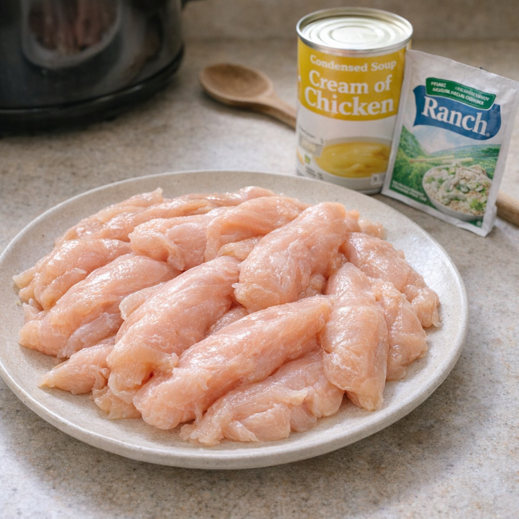 Three simple ingredients arranged on a farmhouse counter