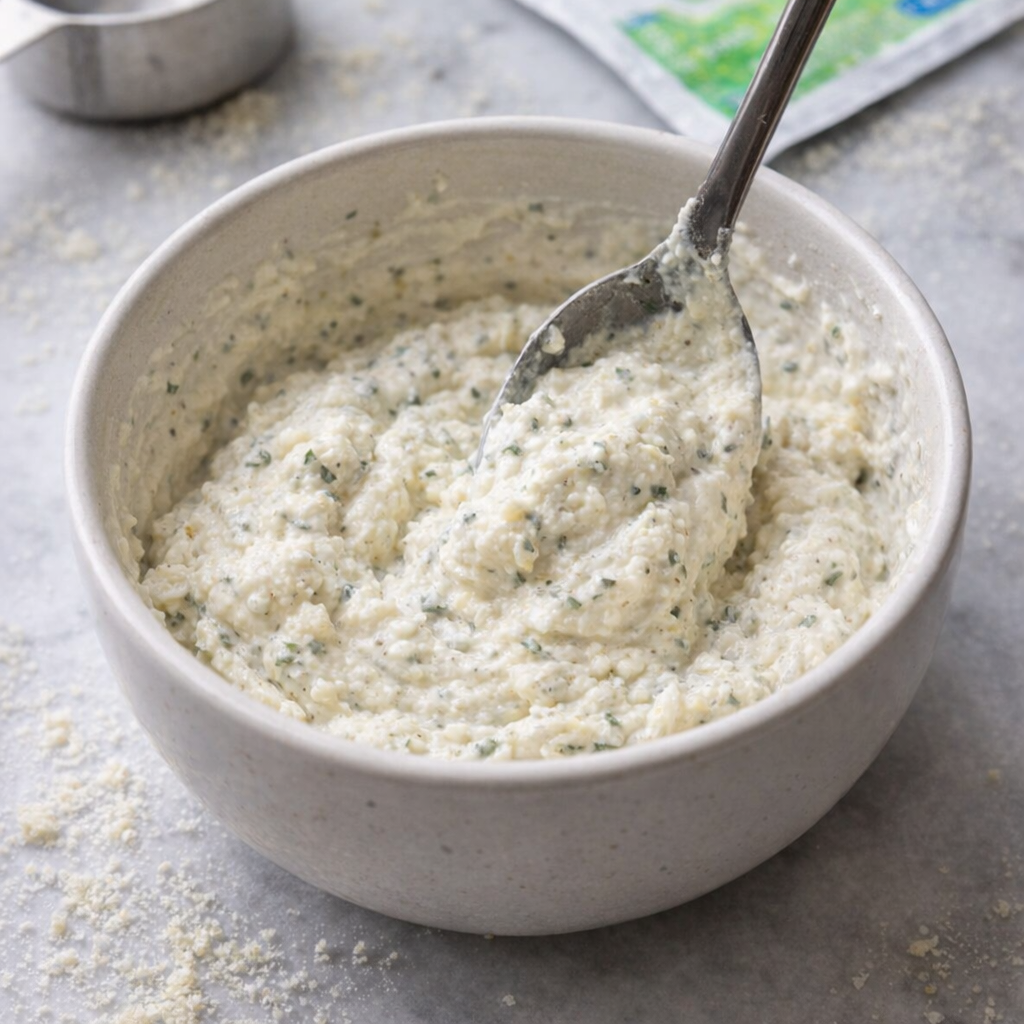 Ranch Parmesan topping being mixed in a small bowl