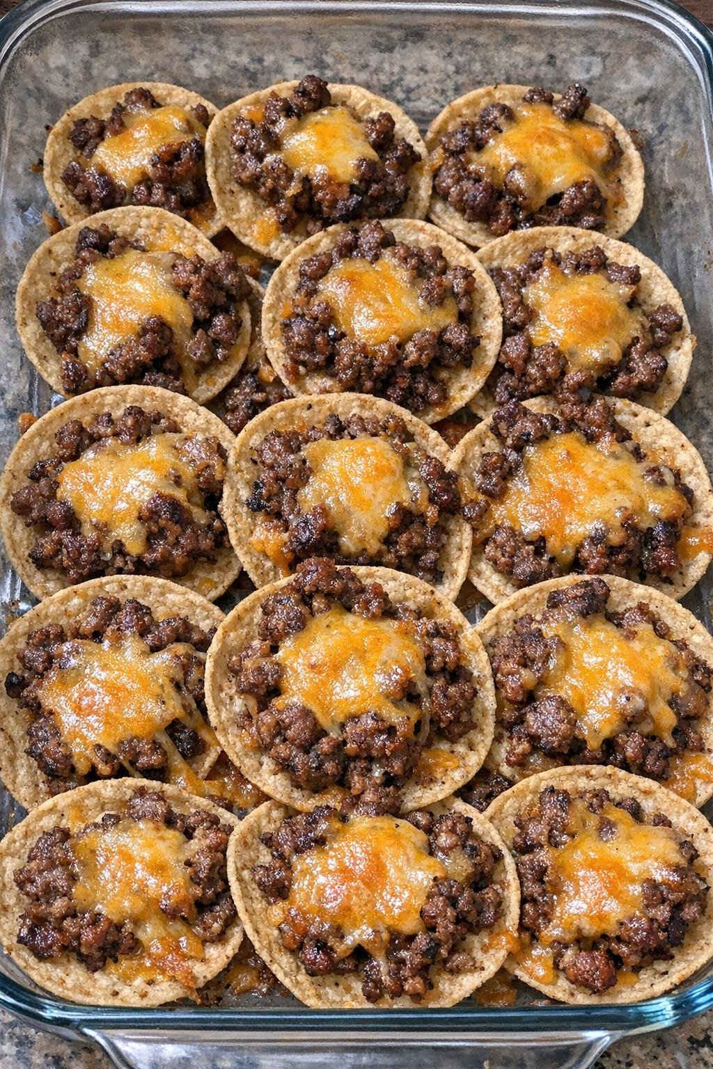 Oven baked beef nacho bites fresh from the oven