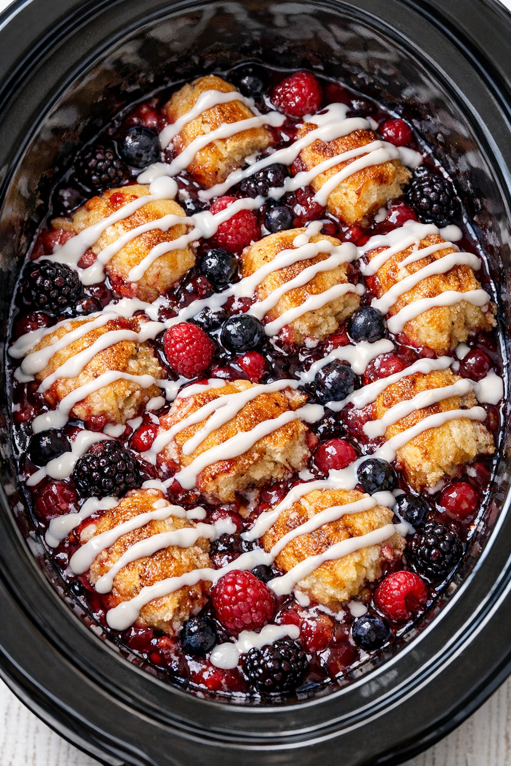 Berry cinnamon roll slow cooker variation