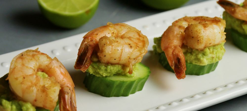 Low-carb Blackened Shrimp Avocado Cucumber Bites Recipe and Video