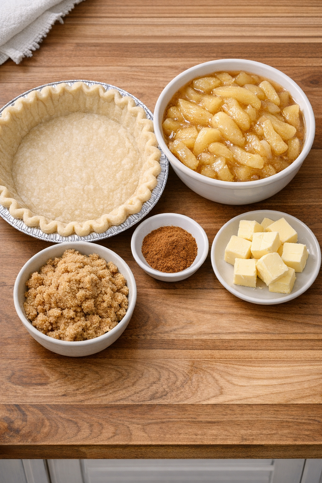 Main ingredients for slow cooker apple pie dessert
