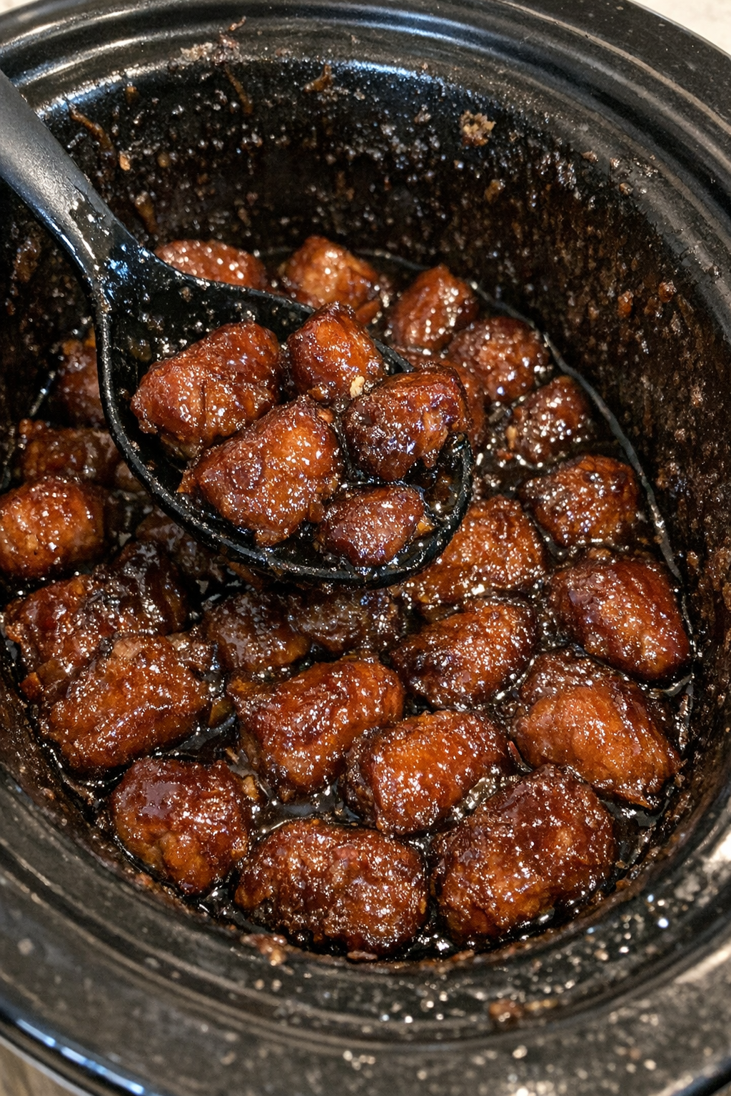 Slow-cooked caramelized protein in sticky glaze