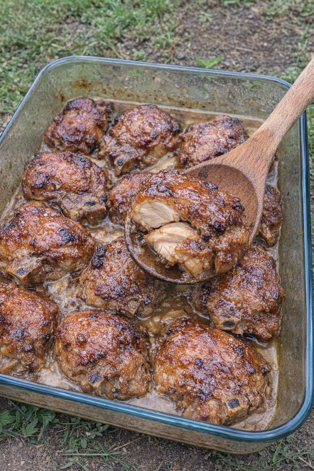 Glazed bone-in pork chops in creamy golden brown sauce