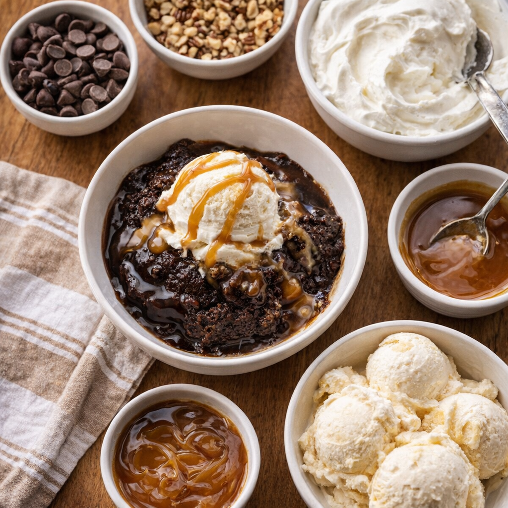 Optional toppings and mix-in ideas for pudding cake