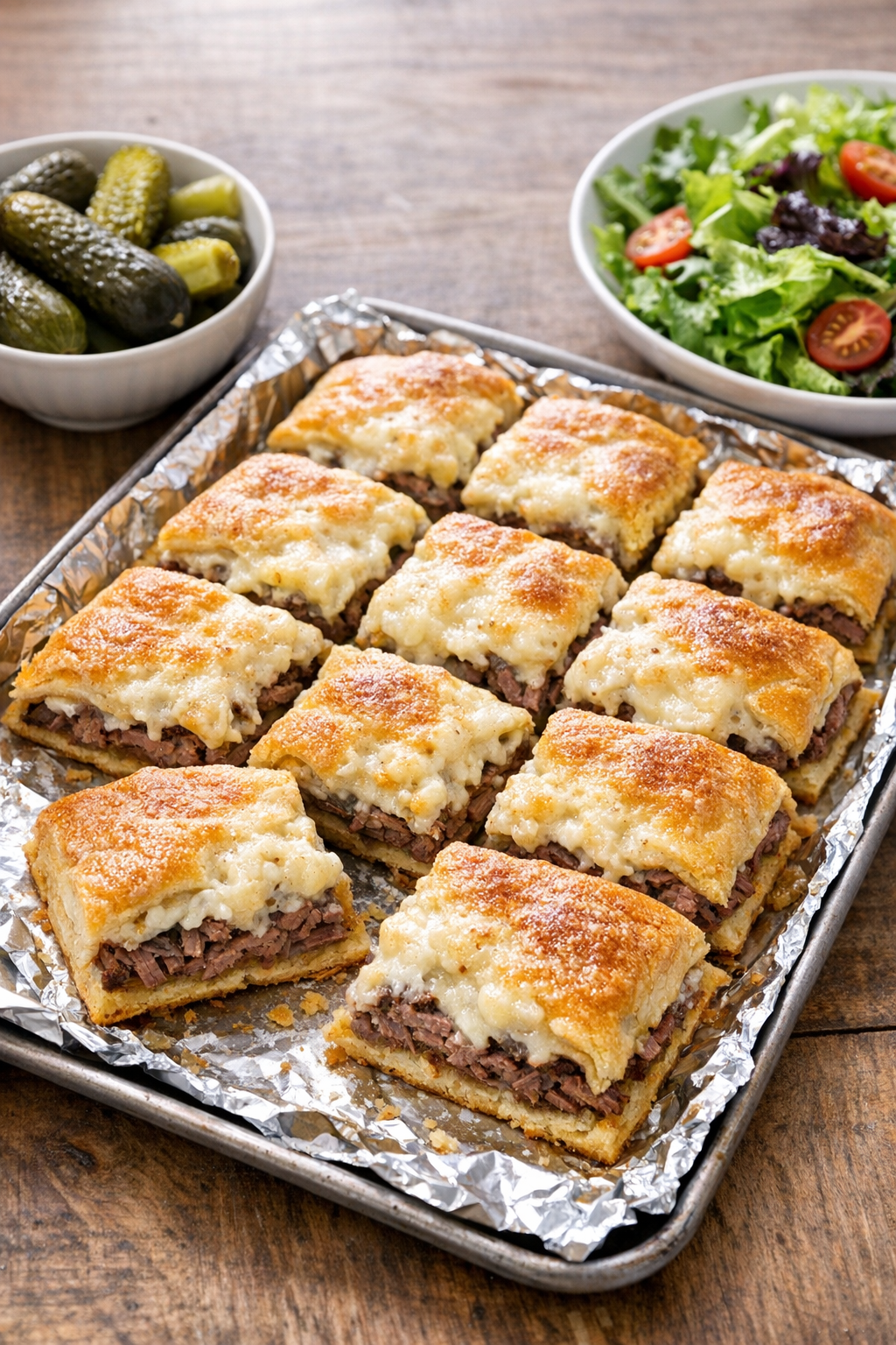 Finished beef horseradish squares ready to serve