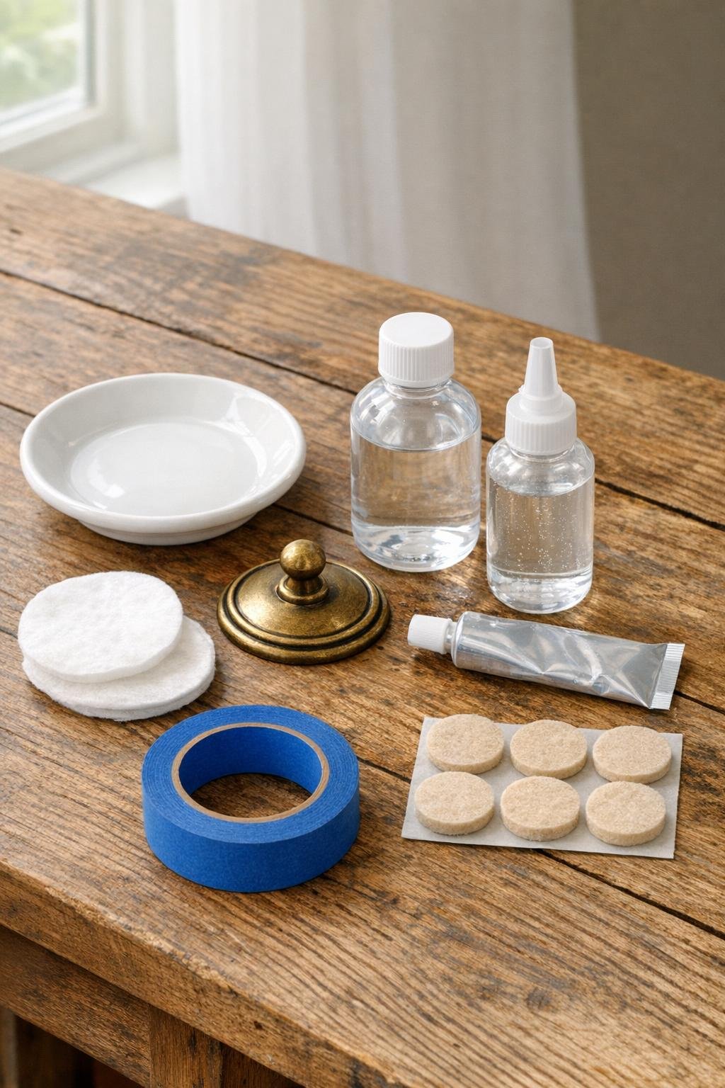 Materials for a DIY soap dish laid out neatly on a table