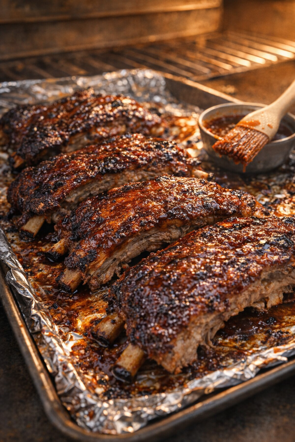 Finished ribs caramelizing under the broiler