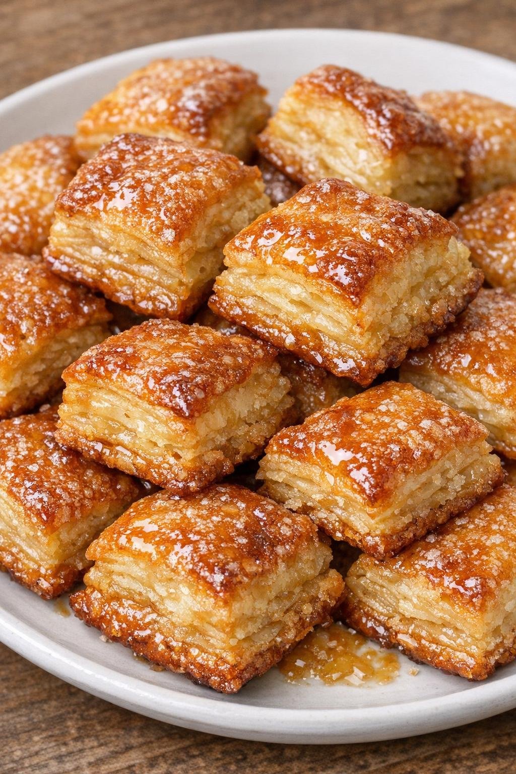 Southern 3-ingredient flaky butter bites on a white ceramic plate