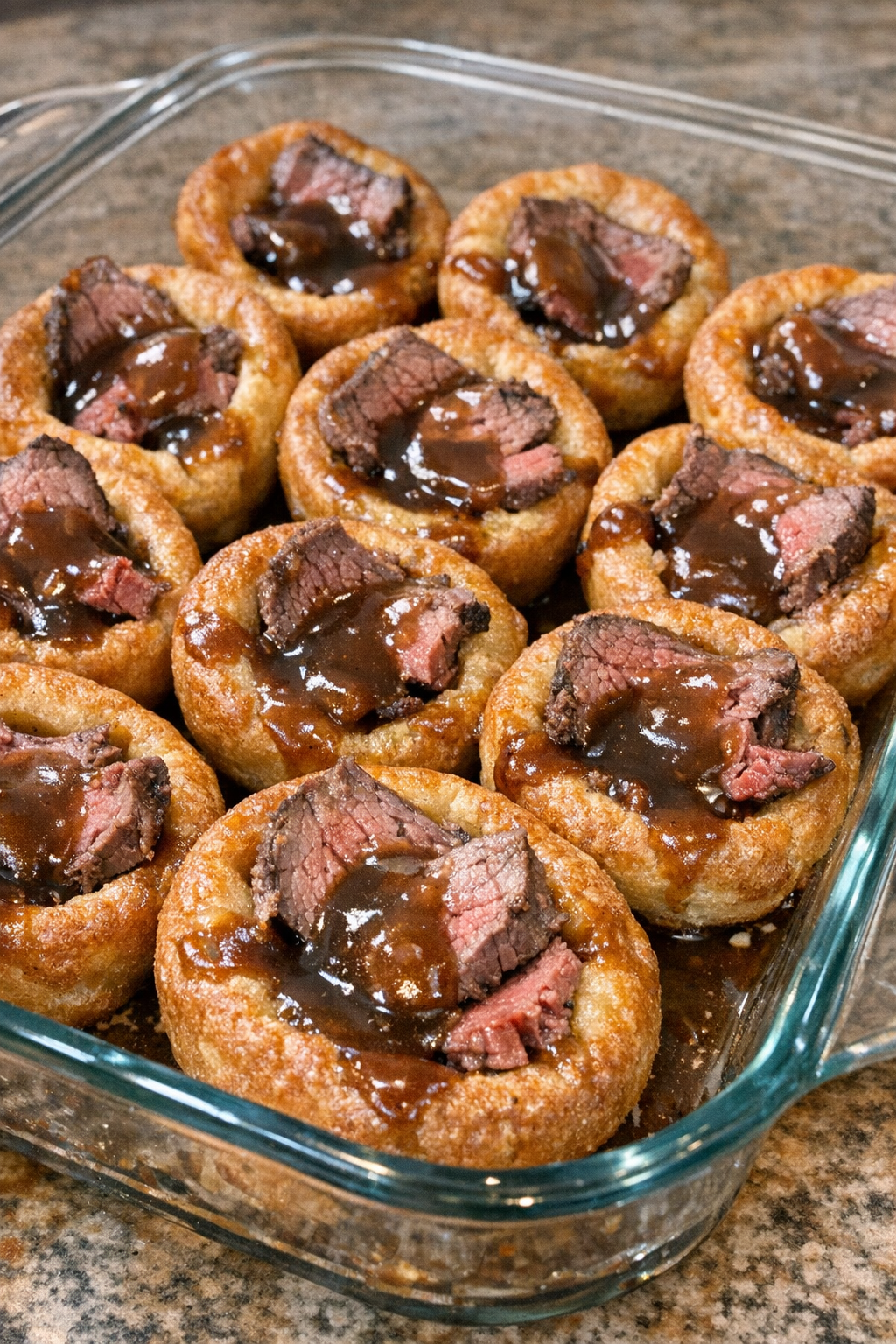 Oven baked beef Yorkshire minis ready to serve