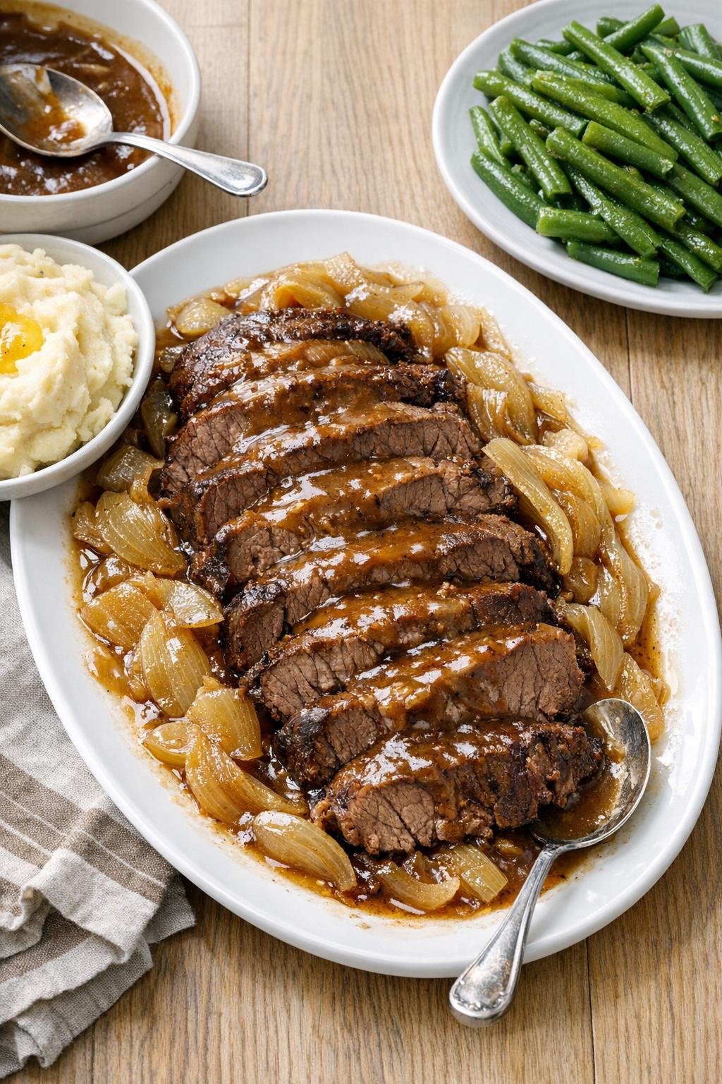 Finished slow cooker beef roast with gravy