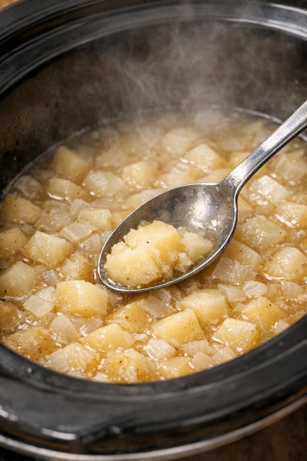 Tender cooked potatoes in the slow cooker