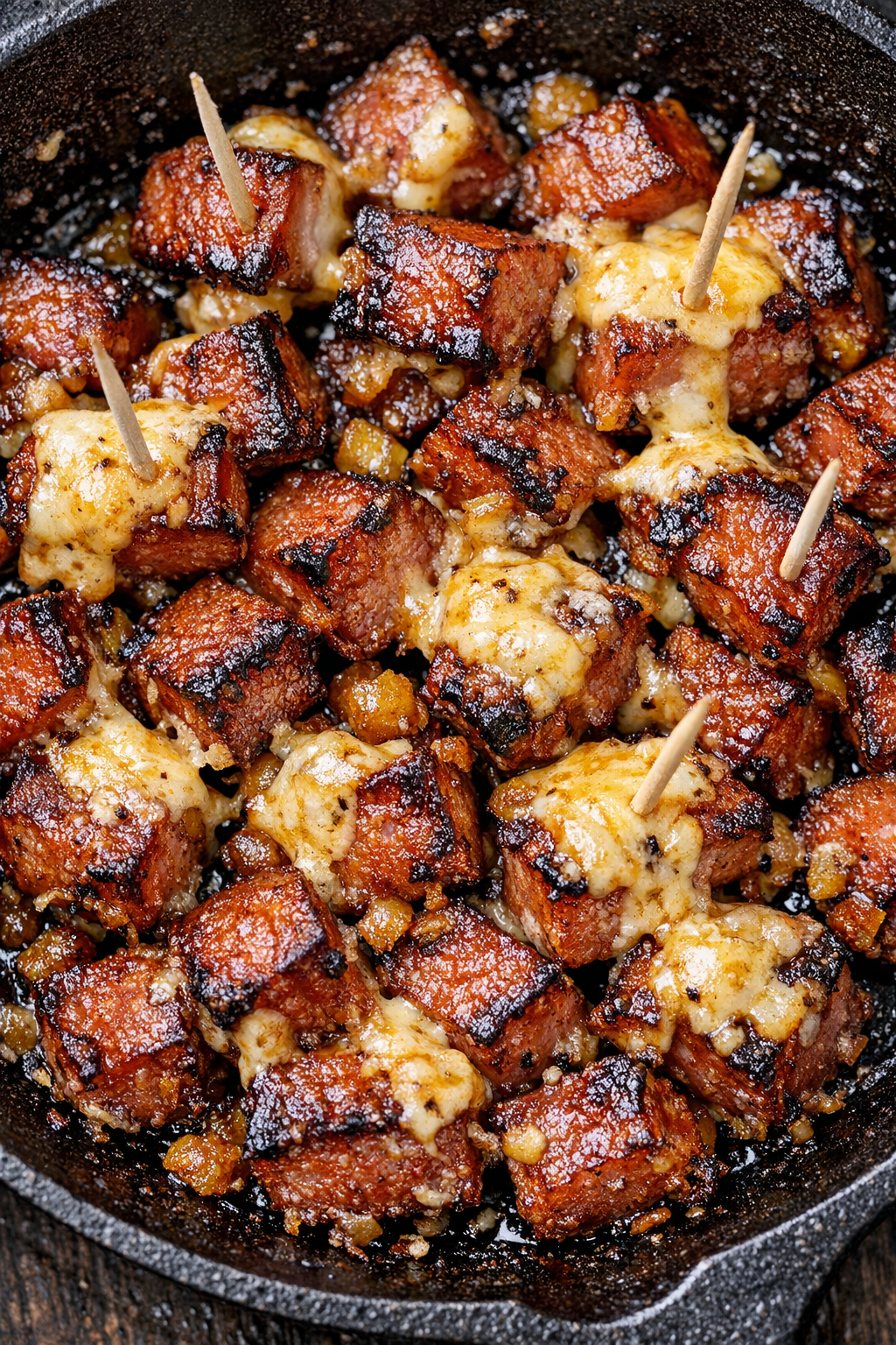 Southern 3-ingredient fried bologna bites with melted cheese