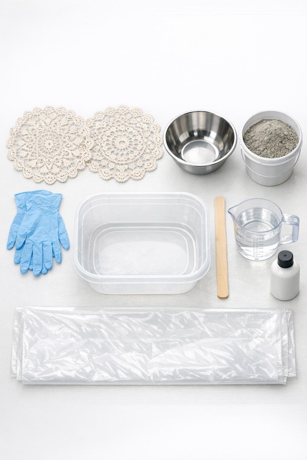 Materials for making faux stone lace harvest bowls