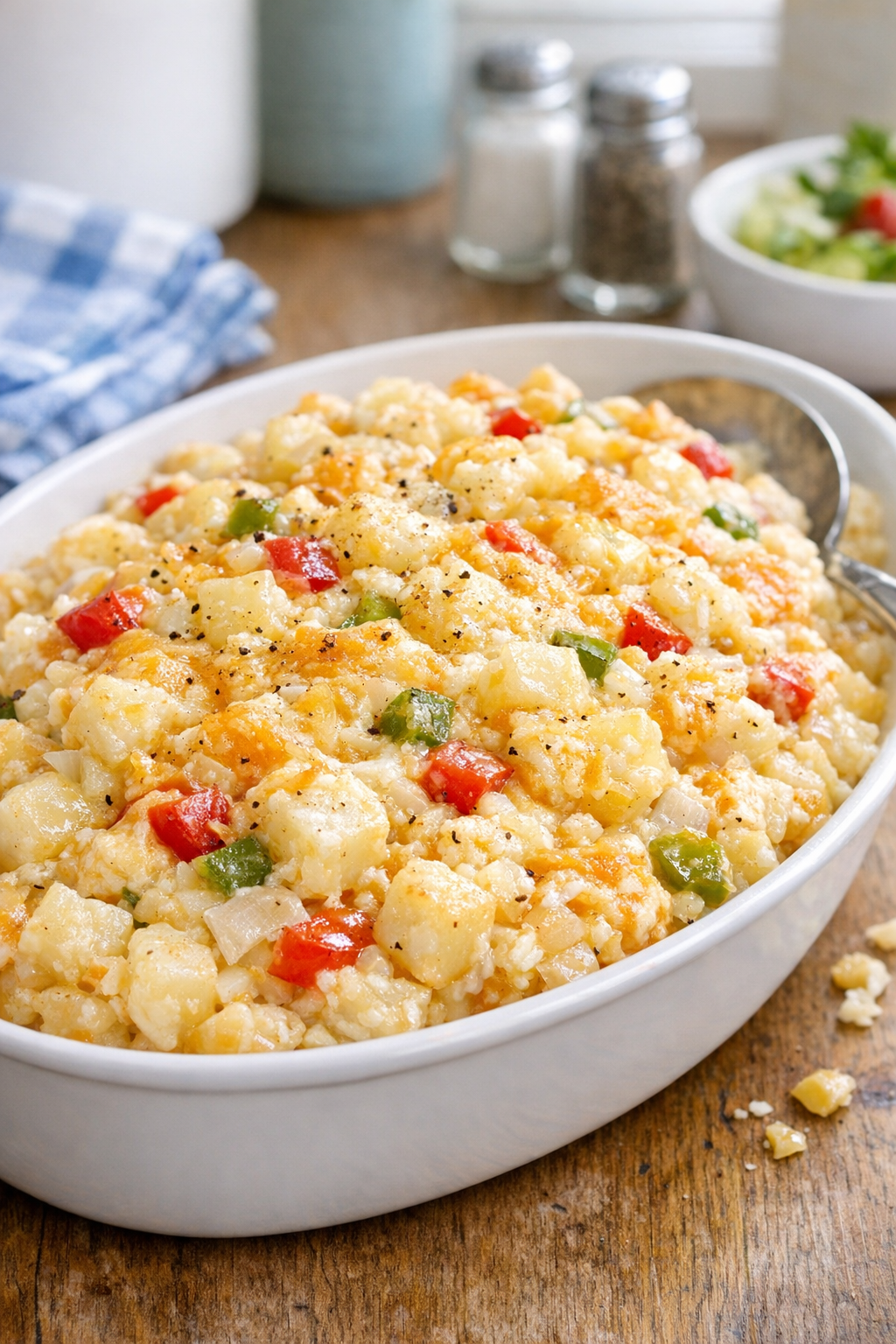 Finished cheesy slow cooker potatoes