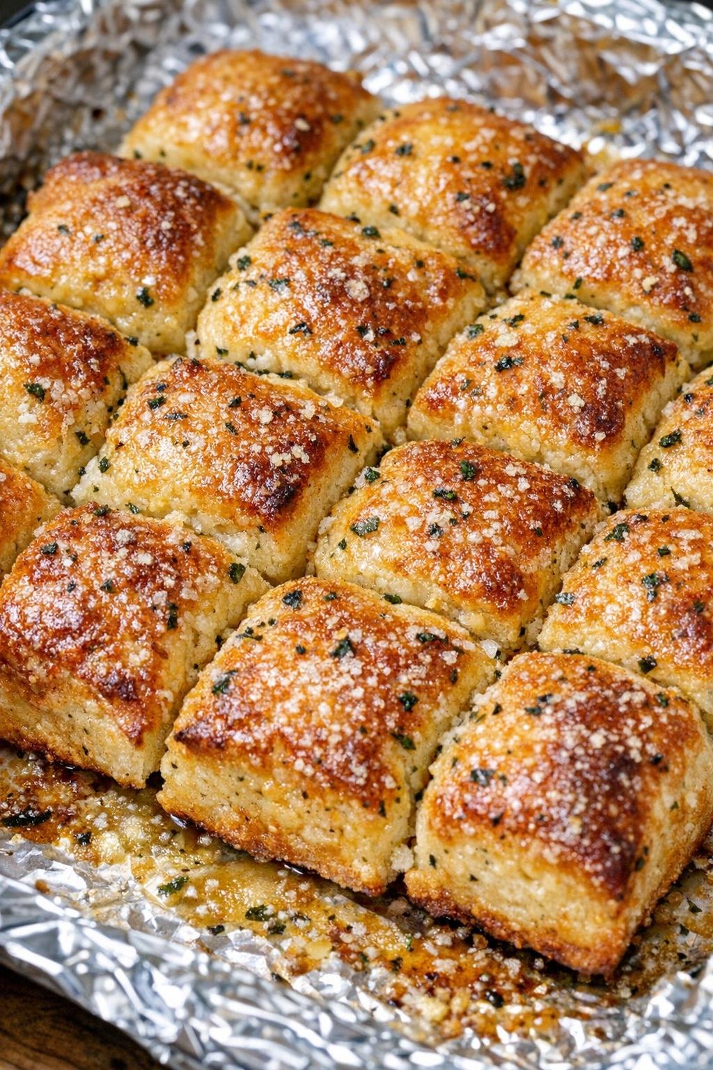 Southern 3-ingredient crispy ranch squares on a foil-lined baking tray