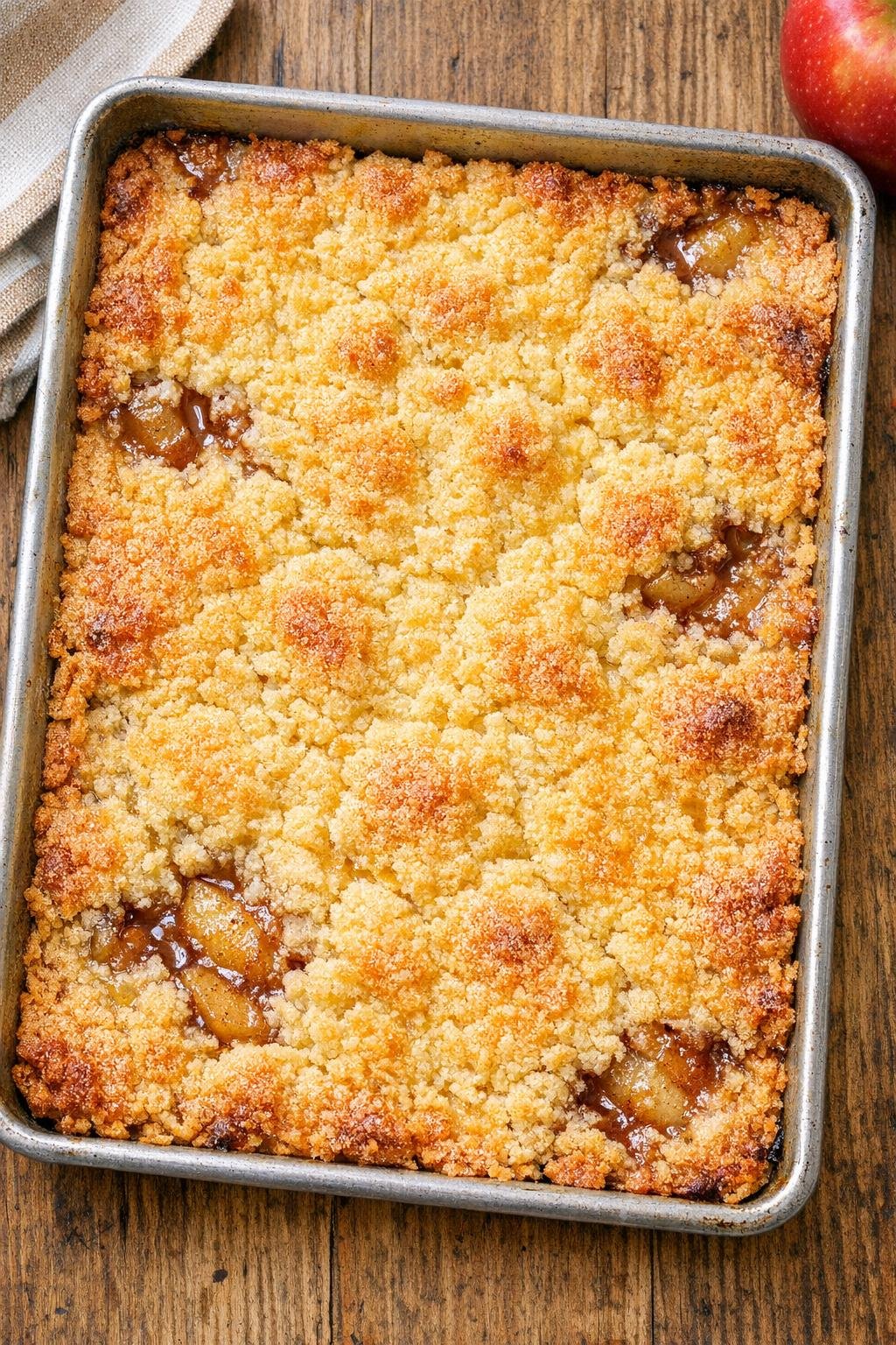 Baked apple dump cake in sheet pan