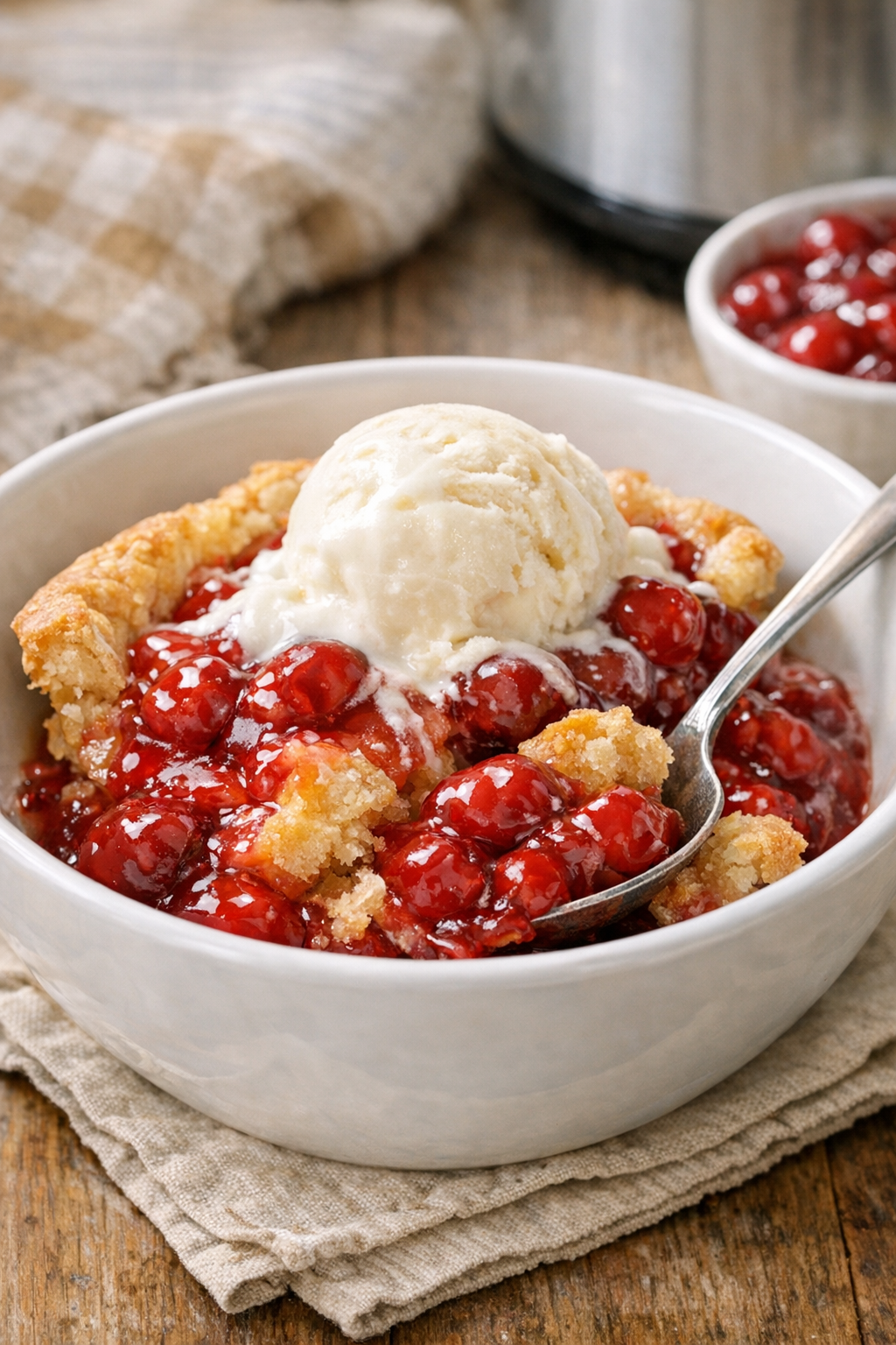 Cherry version of the slow cooker pie dessert