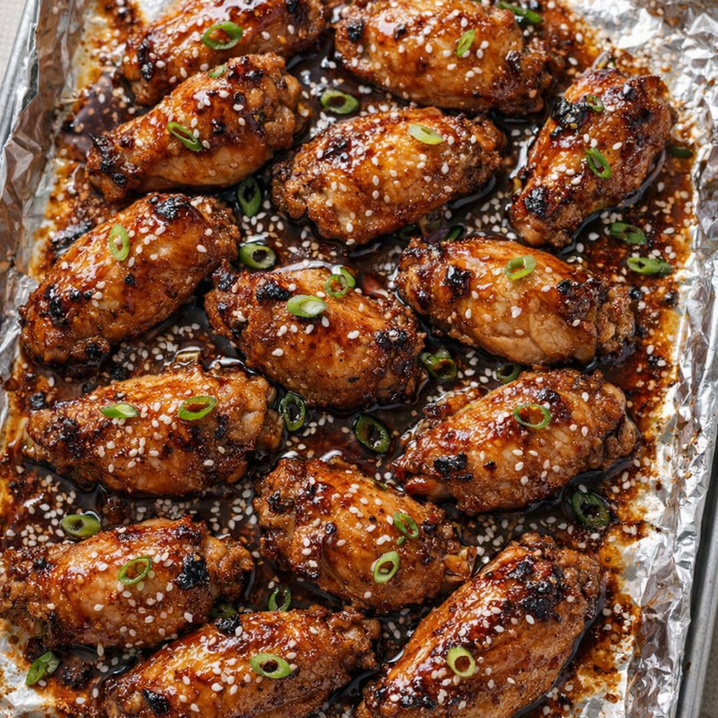 Broiled wingettes with caramelized edges on a sheet pan
