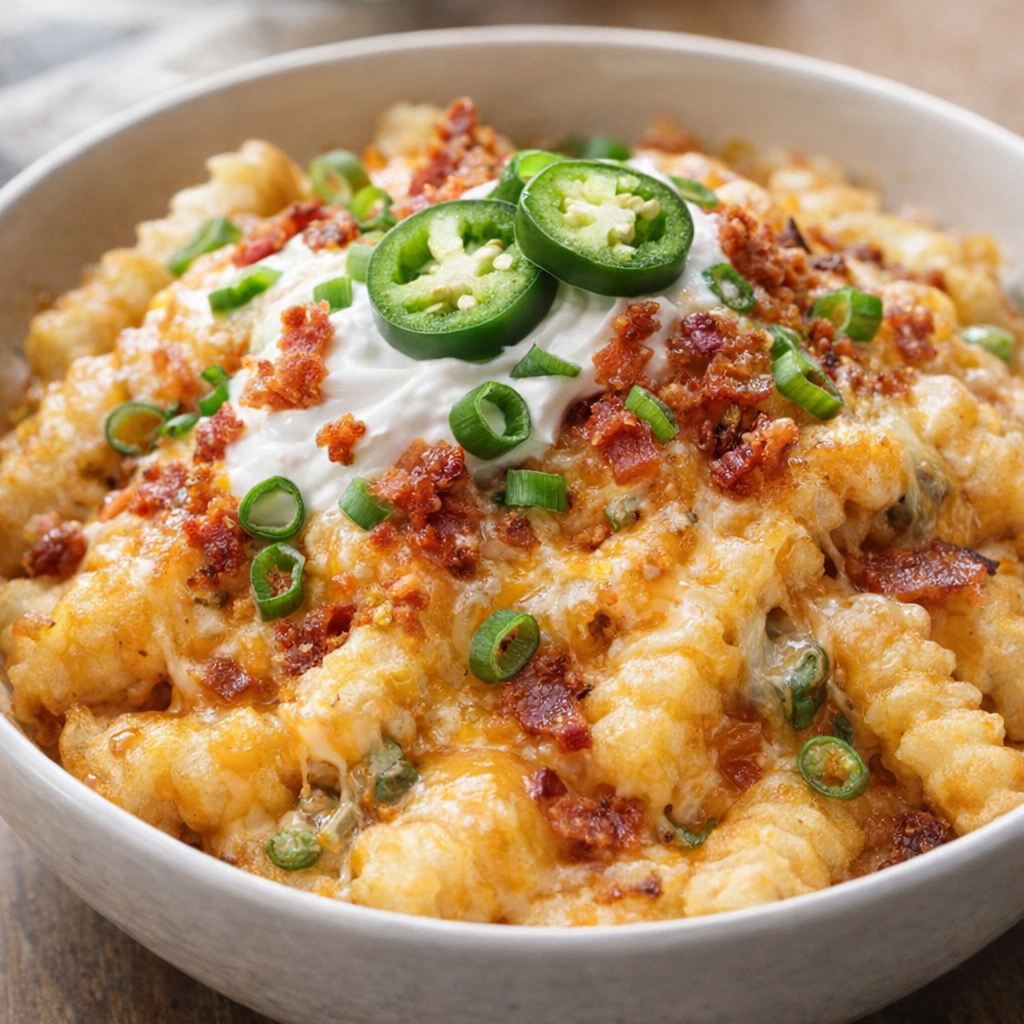 Loaded cheesy onion fries with toppings