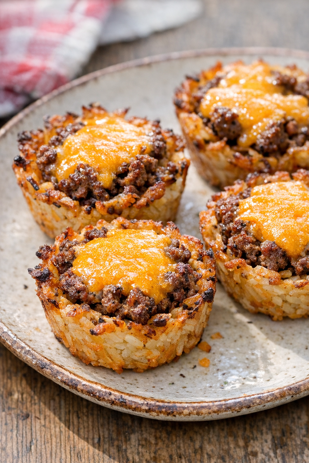 Hashbrown cups topped with cheddar cheese variation