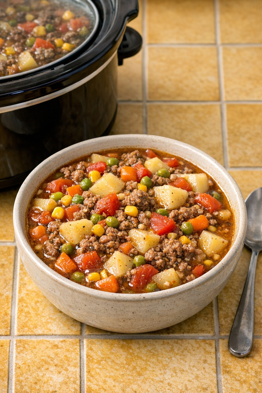 Finished poor man fireworks stew in a bowl