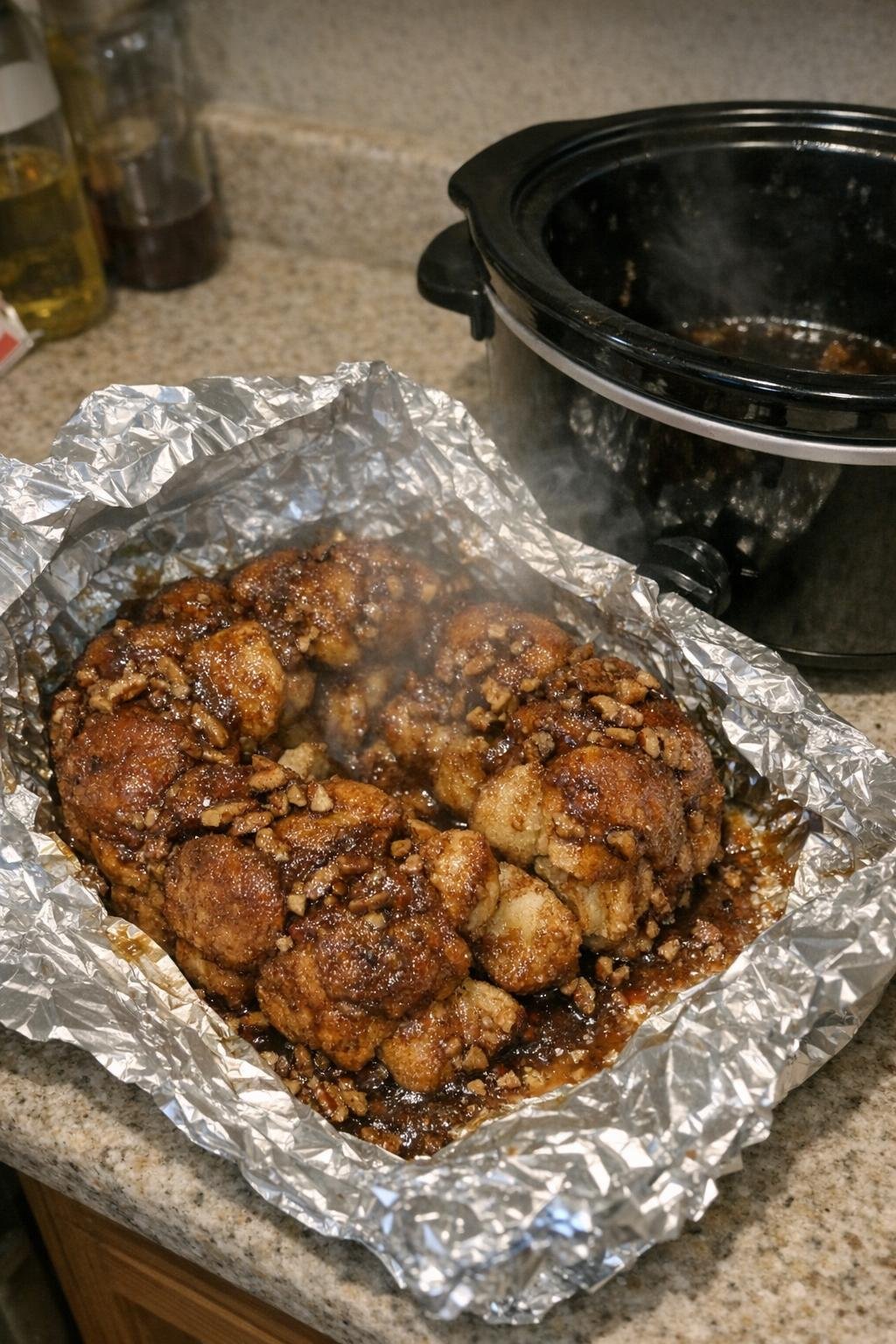 Foil-wrapped monkey bread with pecans