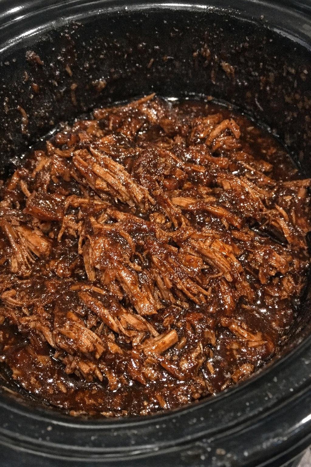 Slow cooker October Magic with glazed shredded protein