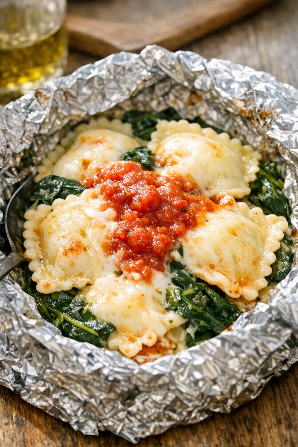 Ravioli packet variation with marinara sauce