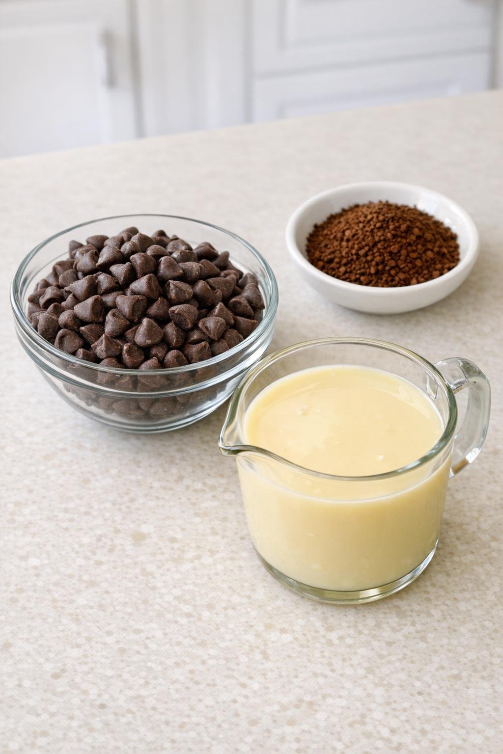 Measured ingredients for coffee fudge