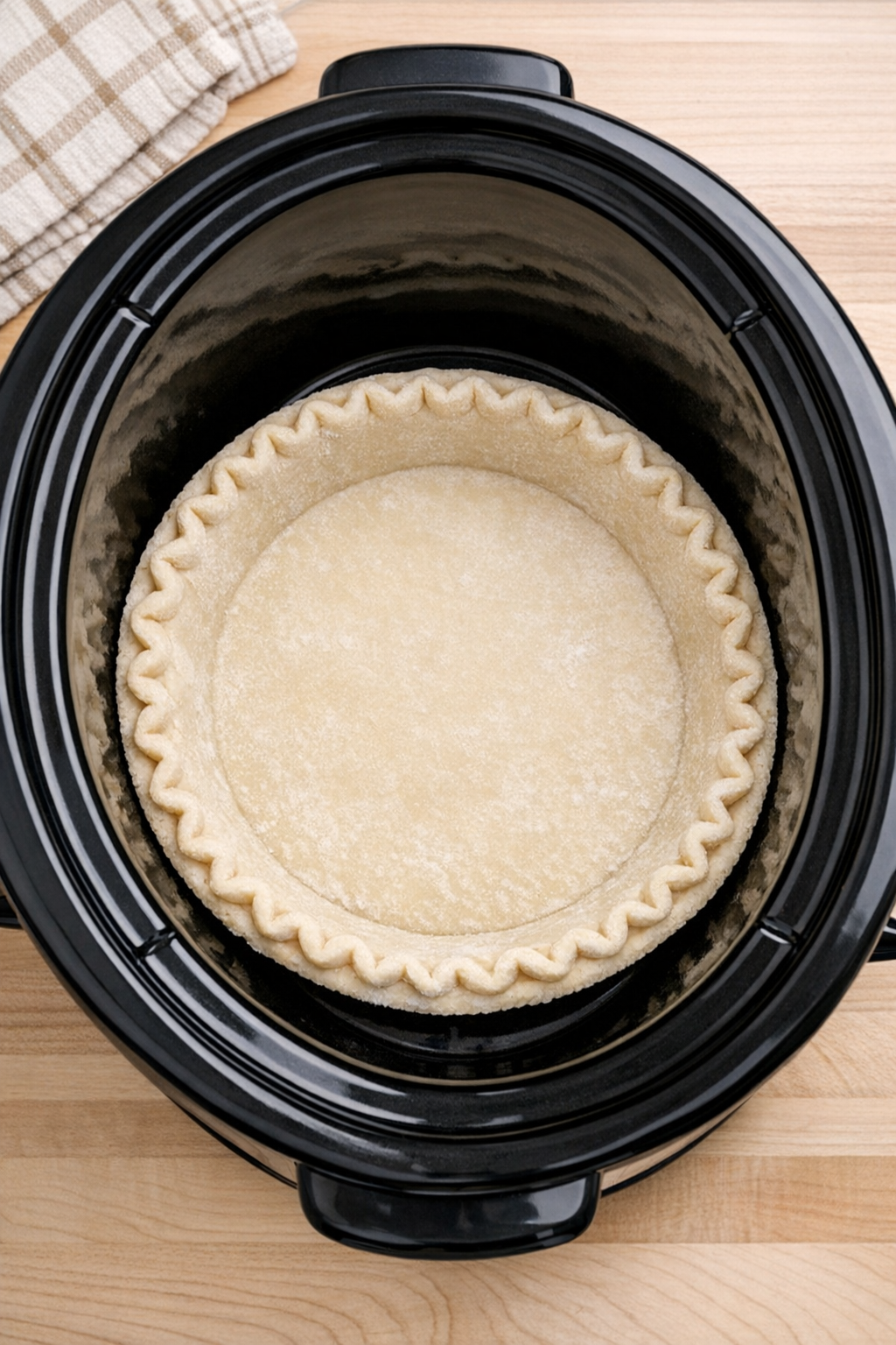 Pie crust set into the slow cooker
