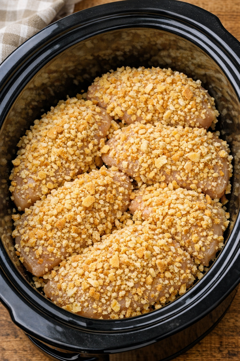 Cracker-coated chicken in the slow cooker