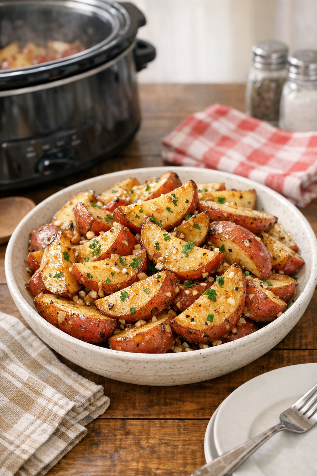 Finished Amish August Heat Spuds in a serving bowl