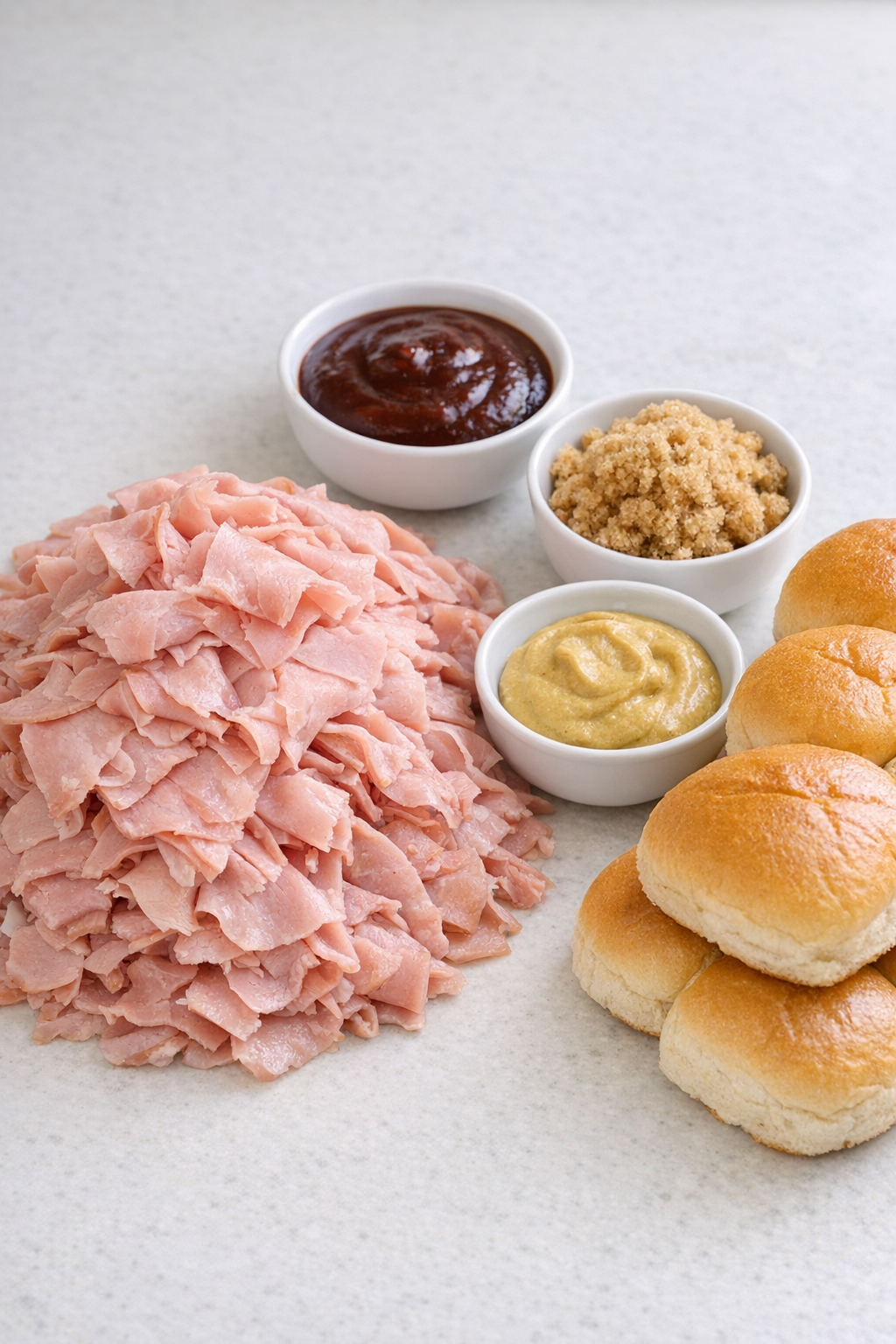 Main ingredients for ham sliders