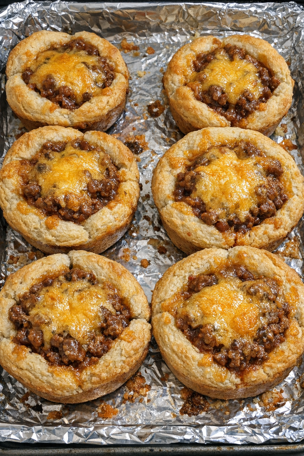 Close-up of finished sloppy joe cups