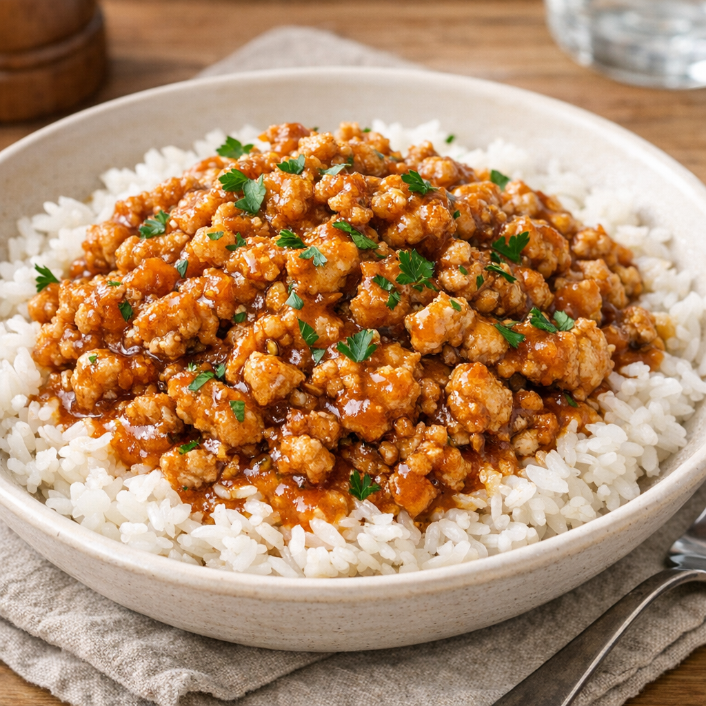 Plated Starry Night Chicken over rice