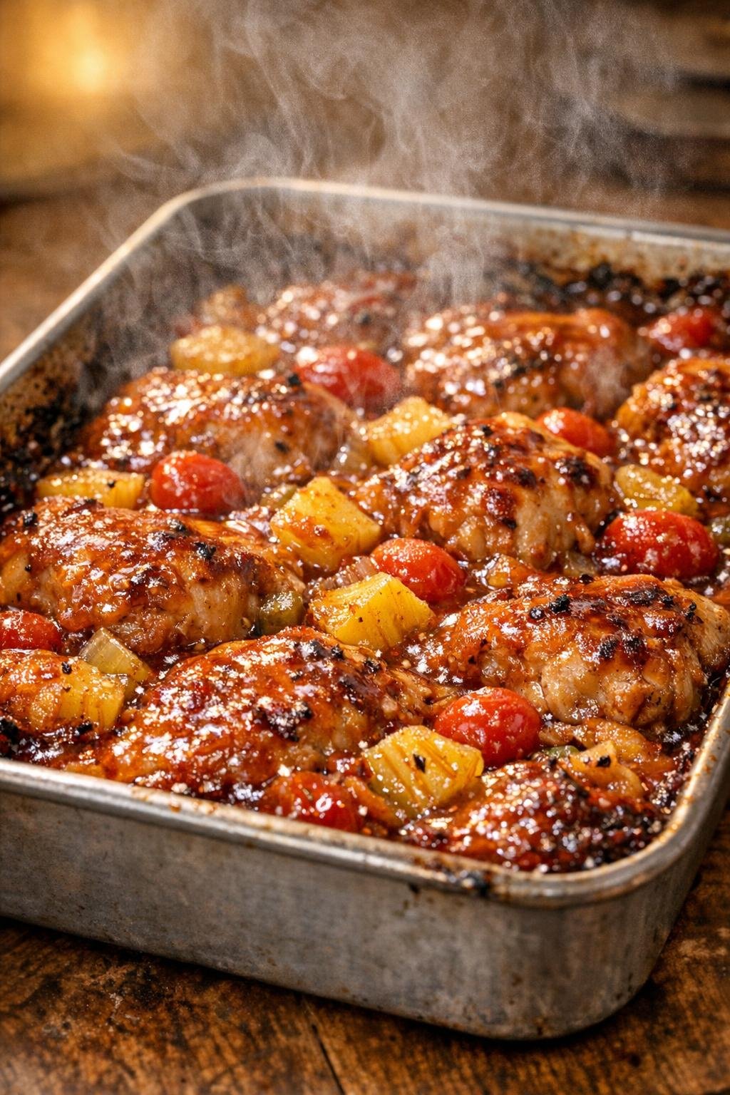 Bake bubbling and caramelizing in the oven pan