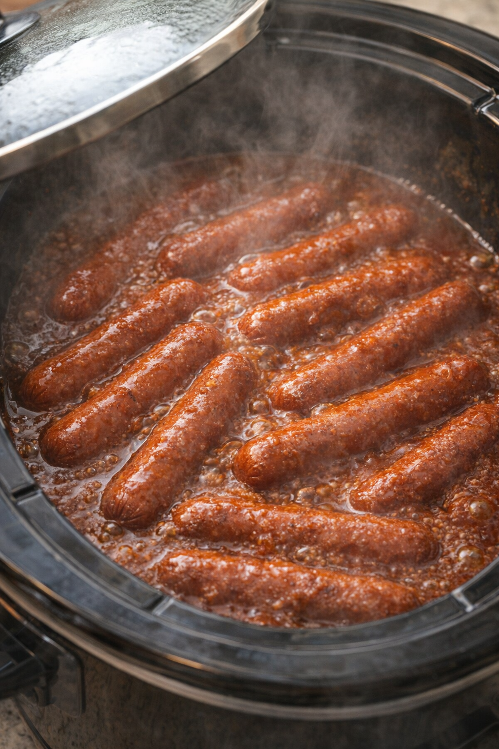 Szószos hot dogok főzése a lassú tűzhelyen