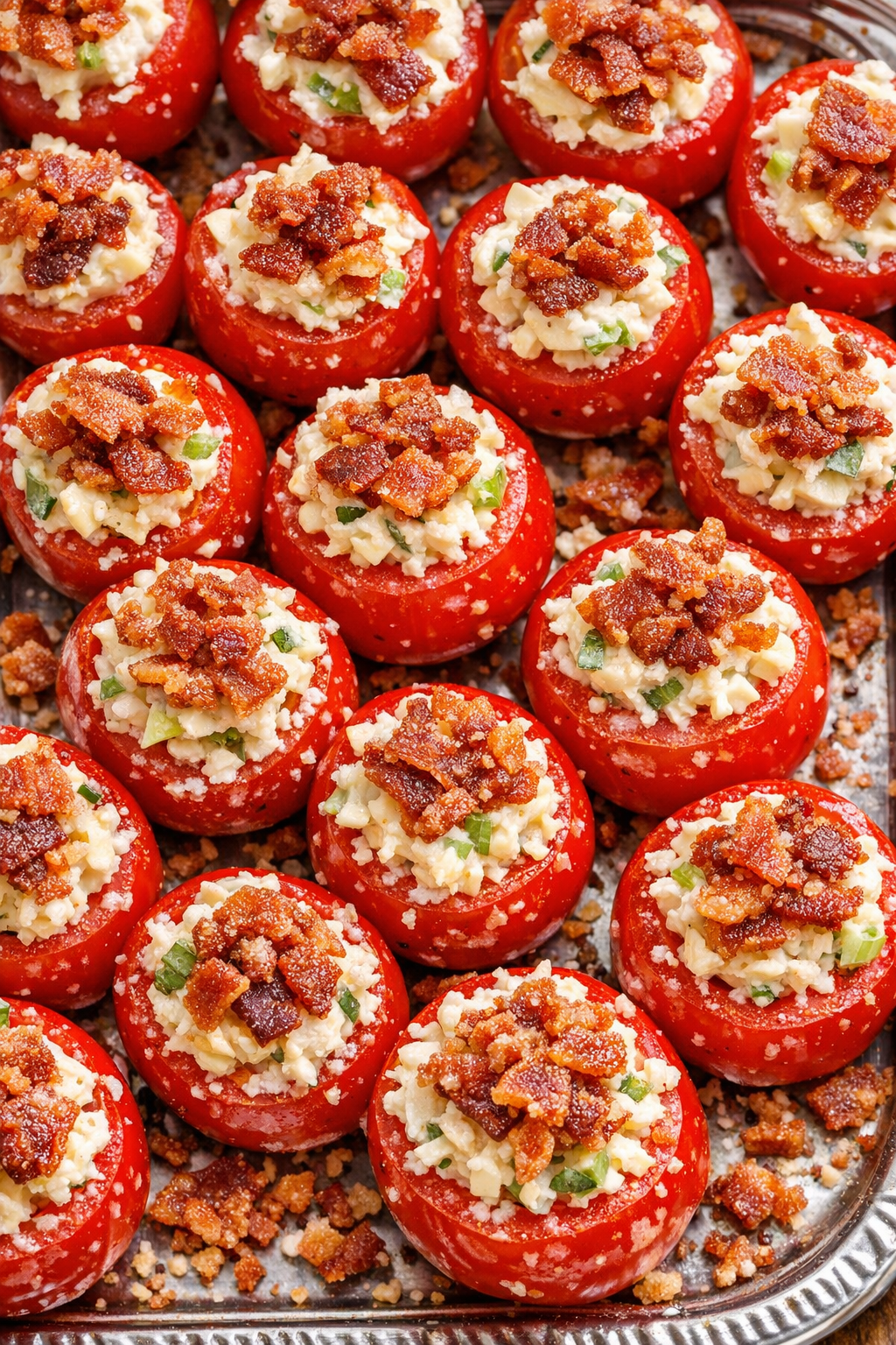 Southern 4-ingredient BLT cherry tomatoes on a serving tray